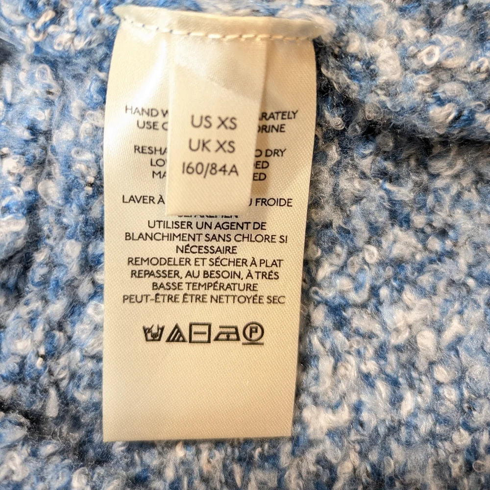 New Free People BFF Blue / White Cowl Neck Sweater‎ Winter Soft Cozy Sz XS